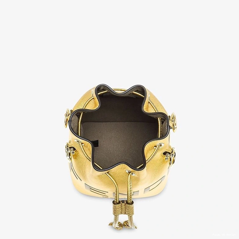 Affordable HOT Mini Tresor In Mon Bucket Gold Bag Leather Calf ROMA Fendi Logo 0726